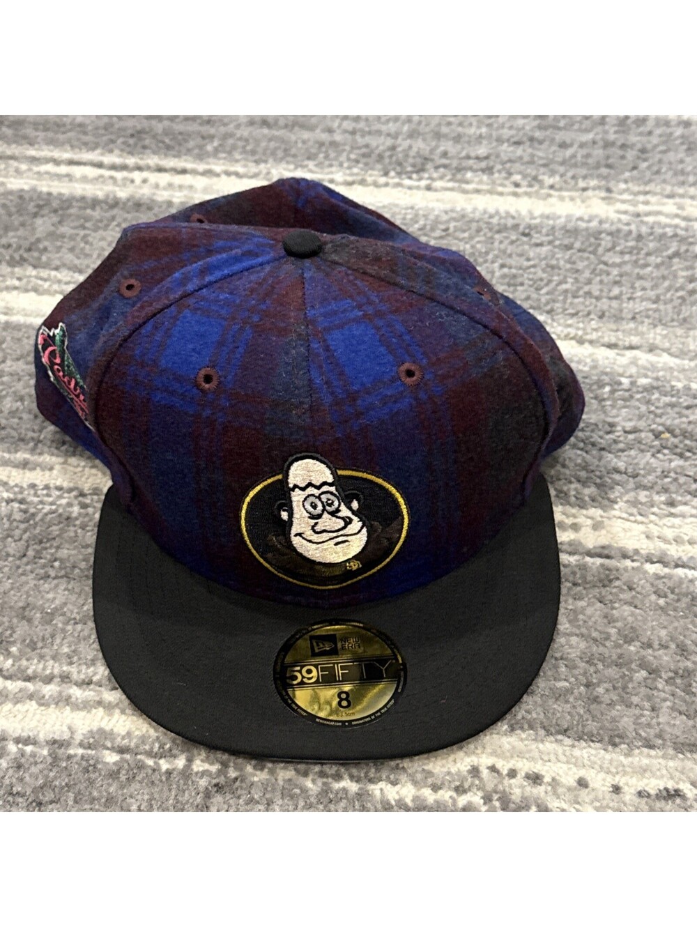 NWT New Era San Diego Padres Blue Flannel Mascot Fitted Hat Plaid RARE Sz 8